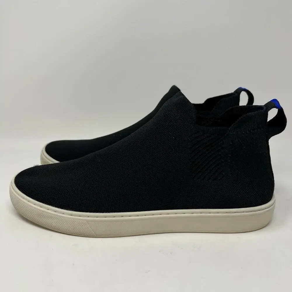 Rothy's Chelsea Sneakers Womens Size 10.5 Black Knit Pull On Shoes Boots Booties